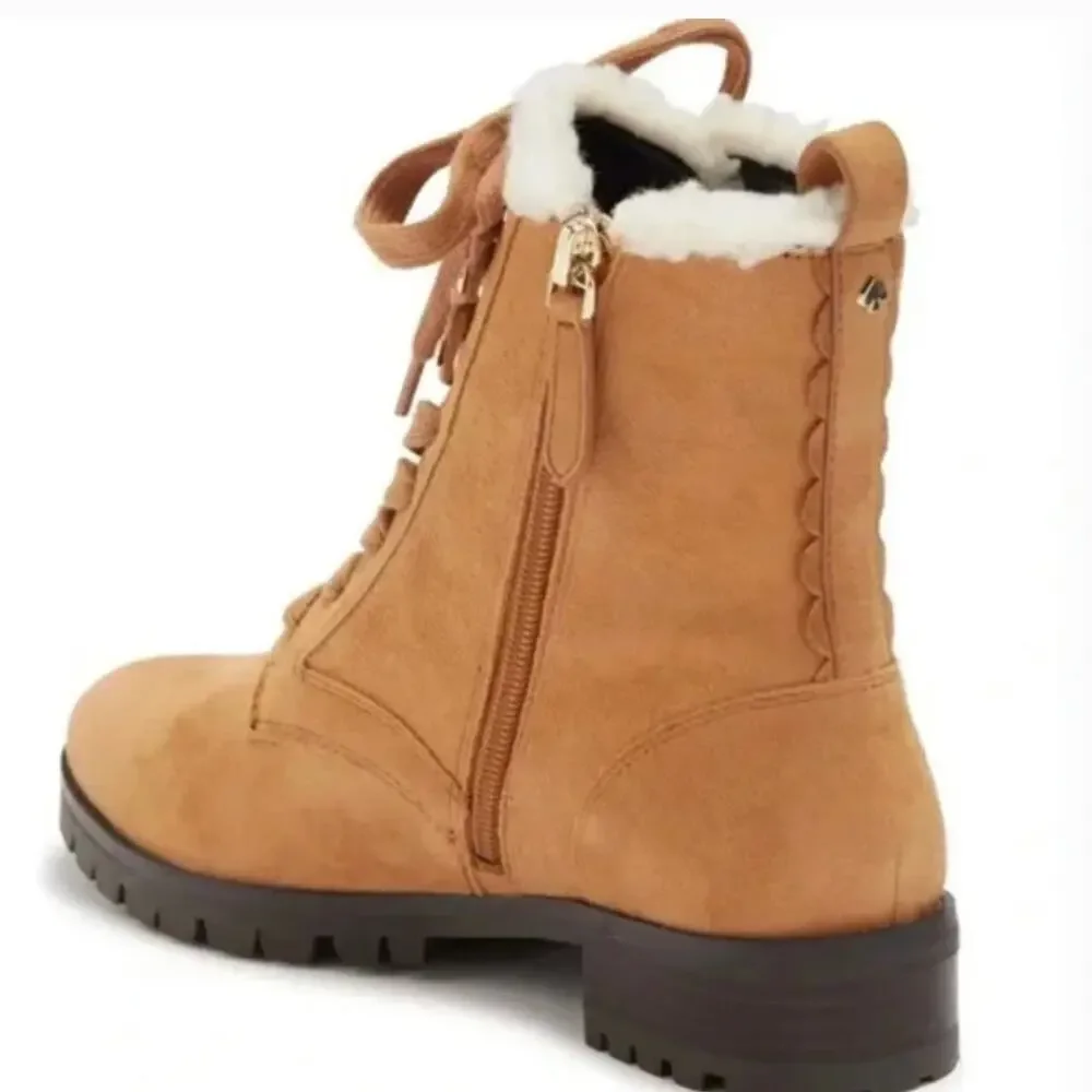 NEW $258 Kate Spade Raegan Faux Shearling Lined Lug Sole Boot
